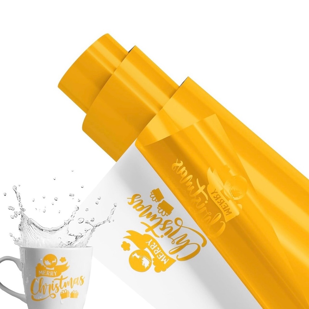 EPRCUT Glossy Yellow Permanent Adhesive Vinyl - 12" x 50 FT Vinyl Roll
